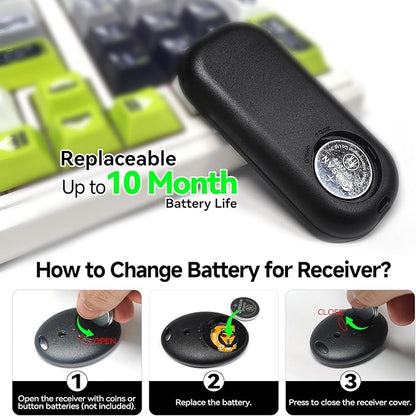 JTD Key Finder with 2 Receivers, 1 Lost Wireless Car Tracker Keychain 130ft 85dB RF Keys Locator Tracker for Finding Wallet, Key, Pet,TV Remote Control, No Phone, Mobile App Required