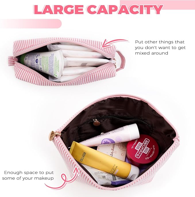 Gifts for Girls Teens Kids - Birthday Gift for Daughter Sister Her,Travel Essentials,Teen Girl Essentials,Cute Trendy Stuff Makeup Bag Set Cosmetic Bag - Peach,S