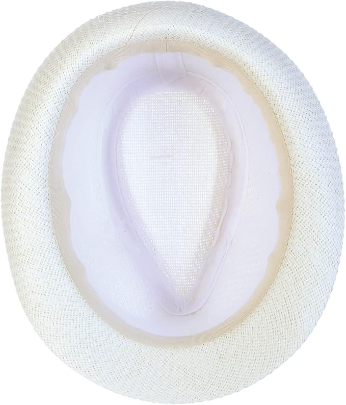 Panama Jack Women's Fedora Hat - Soft Matte Toyo Straw, Striped Cotton Hat Band, Inner Sweatband, 1 3/4" Brim