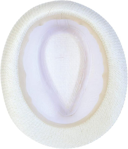 Panama Jack Women's Fedora Hat - Soft Matte Toyo Straw, Striped Cotton Hat Band, Inner Sweatband, 1 3/4" Brim