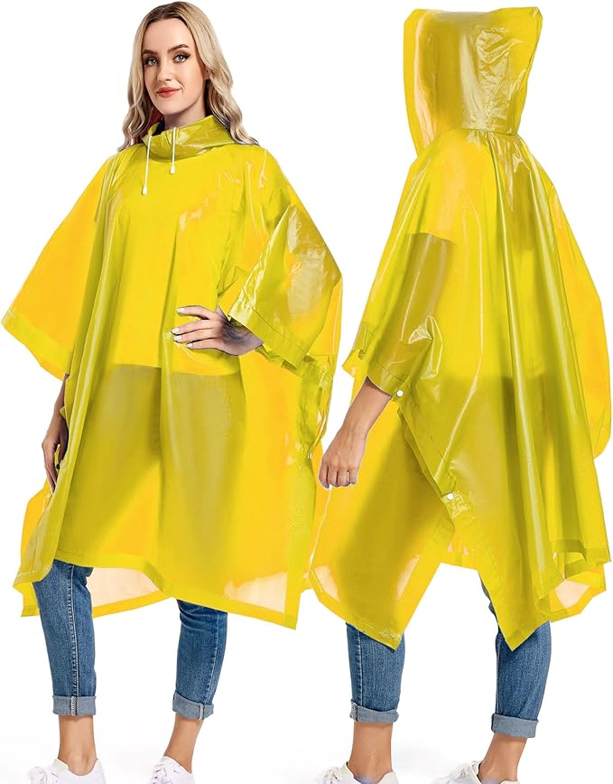 2 Pack Rain Ponchos for Adults Reusable - Raincoats Survival Emergency Heavy Duty Rain Coat with Drawstring Hood