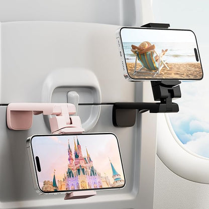 2 PCs Airplane Phone Holder for Christmas Stocking Stuffers, Klearlook 360° Rotation Travel Essentials Phone Mount for Desk, Handsfree Flexible Travel Accessories for Flying, Valentines Day Gift