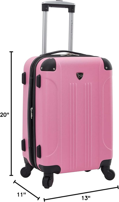 Travelers Club Chicago Hardside Expandable Spinner Luggages, Hot Pink, 20" Carry-On, HS-20720-EX-690N