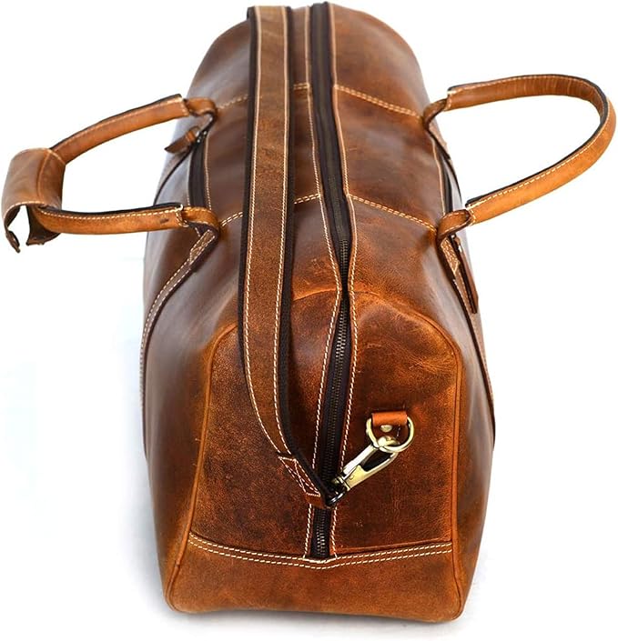 KomalC Leather Duffle Bags for Men and Women Travel Overnight Weekend sports bag holdall Gym Duffel for Men