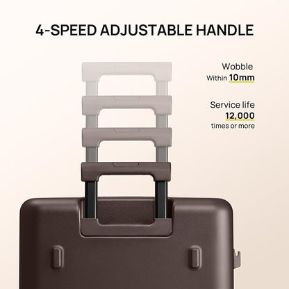 NINETYGO Carry On Luggage 22x14x9 Airline Approved, 20 Inch Suitcase with Front Compartment & Cup Holder, Coffee-Infused PC Hard Shell, Eco-Friendly, TSA Lock, 360° Spinner Wheels (Americaco)