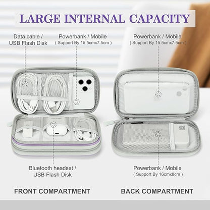 FYY Electronic Organizer, Travel Cable Organizer Bag Pouch Electronic Accessories Carry Case Portable Waterproof Double Layers All-in-One Storage Bag for Cable, Cord, Charger, Phone,-Light Purple