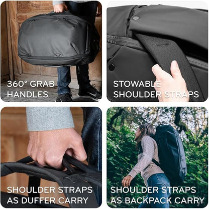 Peak Design Travel Duffelpack 45-65L, Eclipse, Weatherproof Duffel Backpack, Expandable, Extra-Long Zip, Stowable Straps, Fits Packing & Camera Cubes, Versatile Bag for Travel & Adventure