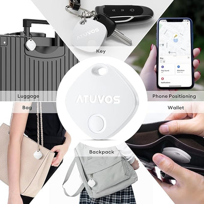 ATUVOS Air Tracker Tag-1 Pack, Bluetooth Luggage Tracker Works with Apple Find My APP (iOS Only, Not for Android), Keys Finder and Item Locator for Luggage, Backpack, Suitcases, Replaceable Battery