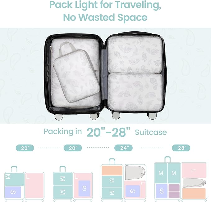 Cambond Compression Packing Cubes for Travel Women - Expandable Travel Bags Luggage Organizers Travel Essentials Compression Cubes for Travel Carry on Suitcases Organizer