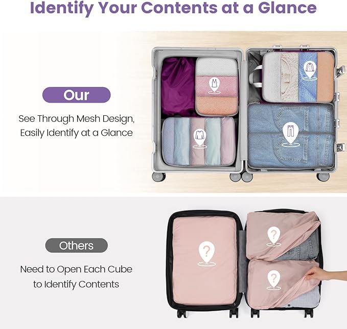 Cambond Compression Packing Cubes for Travel Women - Expandable Travel Bags Luggage Organizers Travel Essentials Compression Cubes for Travel Carry on Suitcases Organizer
