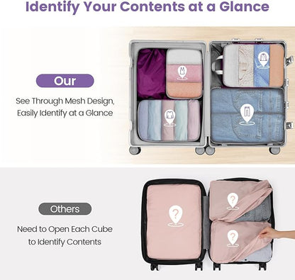 Cambond Compression Packing Cubes for Travel Women - Expandable Travel Bags Luggage Organizers Travel Essentials Compression Cubes for Travel Carry on Suitcases Organizer