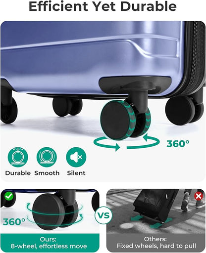 BAGSMART Carry On Luggage 22x14x9 Airline Approved with Spinner Wheels,Lightweight 20 Inch Luggage with TSA Lock,Expandable Hard Shell Carry On Suitcases for Men Women,Slate Blue
