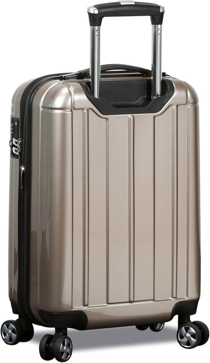 World Traveler VentureX Airline Approved 20-Inch Carry-On Luggage – Lightweight Hardside Polycarbonate Suitcase with Spinner Wheels - Contour Champagne