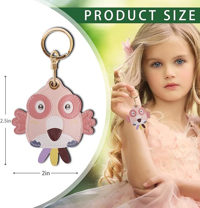 Leather Keychain Case Holder Compatible with Apple AirTag, GPS Airtag Keychain Finder Tracker with Key Ring, Anti-Scratch Protective Air Tag Cover