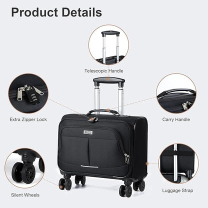 Lekebobor Rolling Laptop Bag Rolling Laptop Briefcase on Wheels for Women Fits Up to 15.6Inch computer Bags Water Resistant for Work Travel and Business, Black