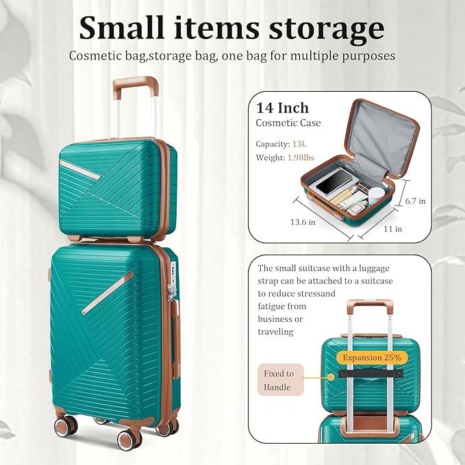 4-Piece Expandable Hardshell Luggage Set with TSA Lock (14/20/24/28) - Lightweight PP Suitcases, 360° Silent Spinner Wheels and Durable 100LB Handle for Air Travel (D# Coral)