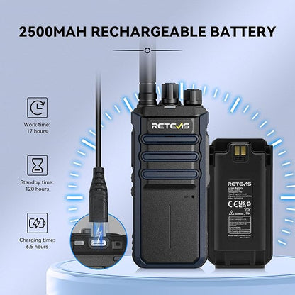 Retevis RT86A Long Range Walkie Talkies, GMRS 2 Way Radio Earpiece with Mic, High Power Two Way Radio, Durable, Group Call, for Industrial Warehousing(10 Pack)