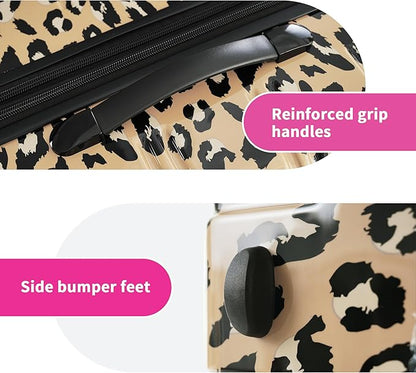 Merax Suitcase Set, Hardshell Luggage Sets 3 Piece with Spinner Wheels, Expandable Durable Suitcase with TSA Lock Lightweight 20" 24" 28", Brown Leopard