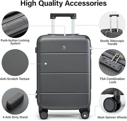 Hanke 28 Inch Luggage with Spinner Wheels Large Travel Suitcase Tsa Hard Case Luggage for Women Men Rolling Checked Luggages(Graphite Grey)