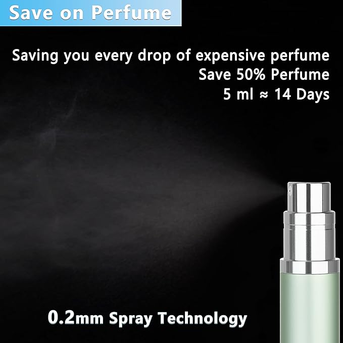 Refillable Perfume Atomizer Travel Bottle 5ml Leakproof Luxury Travel Perfume Refillable Bottle, Portable Fragrance Atomiser (Silver)