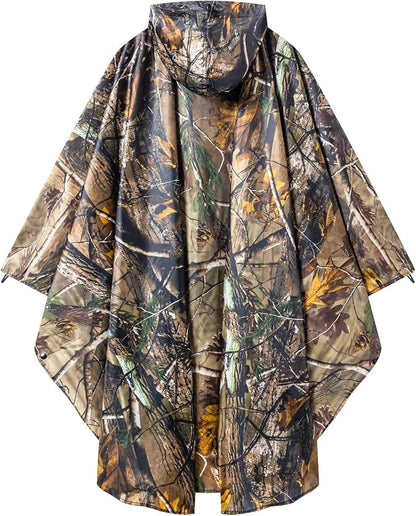 Hooded Rain Ponchos for Adult - Rain Coat and Rain Jacket with Waterproof Pocket and Zipper