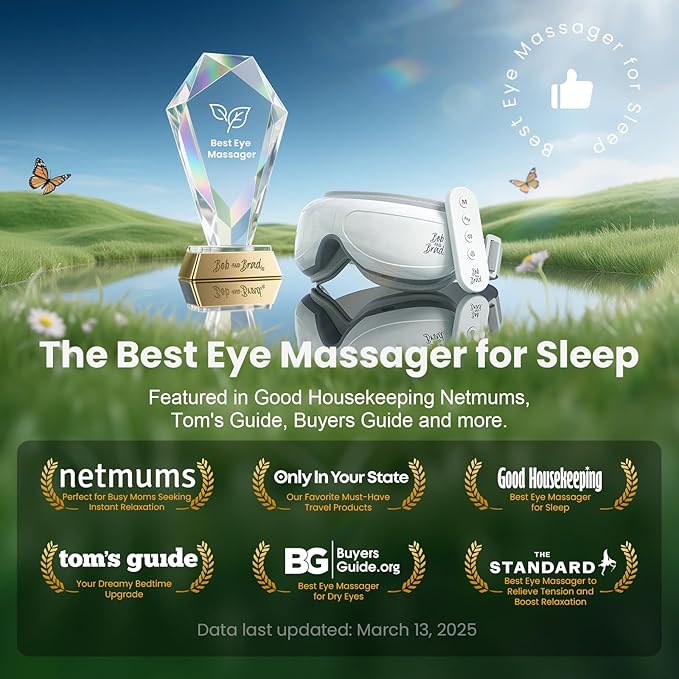 BOB AND BRAD Heated Eye Massager with Remote Control - EyeOasis 2 Plus for Migraines & Dry Eye Relief - Electric Eye Mask with Compression & Music - FSA Eligible Christmas Gifts for Women Men Mom Dad
