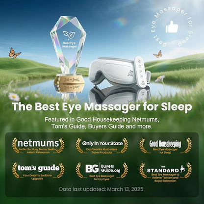 BOB AND BRAD Heated Eye Massager with Remote Control - EyeOasis 2 Plus for Migraines & Dry Eye Relief - Electric Eye Mask with Compression & Music - FSA Eligible Christmas Gifts for Women Men Mom Dad
