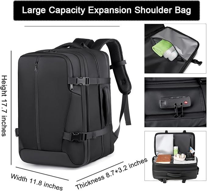 Vacuum Backpack Travel with Pump,60L Expandable Backpack with Lock,Multifunctional Portable Storage Commuter Backpack