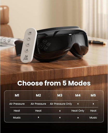 BOB AND BRAD Heated Eye Massager with Remote Control - EyeOasis 2 Plus for Migraines & Dry Eye Relief - Electric Eye Mask with Compression & Music - FSA Eligible Christmas Gifts for Women Men Mom Dad