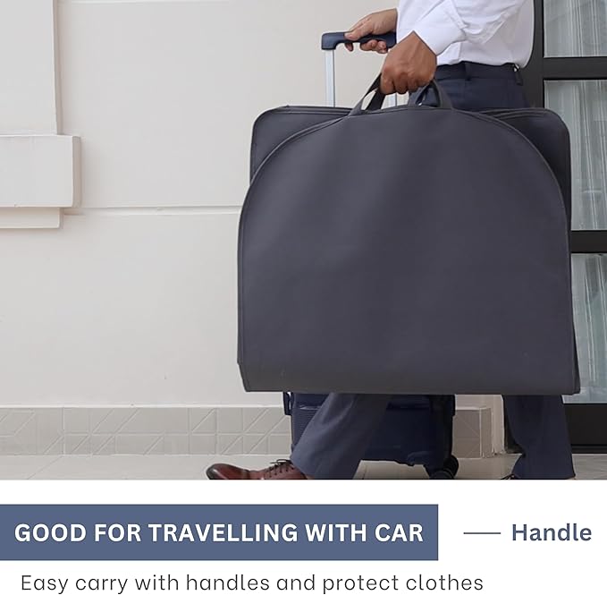 CONMEOCON- 43” Garment Bags for Hanging Clothes, Suit Bags for Men Travel with Car, Garment Bags for Storage with Handle, Clear Window and Name Tag, Protector for Suit, Jacket, Coat, Sweater, 6 Pack