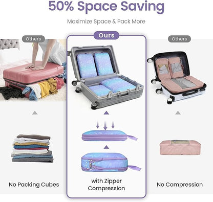 Cambond Compression Packing Cubes for Travel Women - Expandable Travel Bags Luggage Organizers Travel Essentials Compression Cubes for Travel Carry on Suitcases Organizer