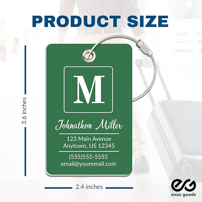 Personalized Luggage Tag | Custom Luggage Tags for Suitcases | Kids Backpack Tag | 10 Color Options & Choose Font, Font Color