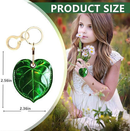 Shiny Leather Charm Keychain Holder Case Compatible with AirTag,Cute Protective Cover with Keyring,Anti-Scratch Finder GPS Tracker Case for Wallet Keys,Bag,Pets(Leaf A)