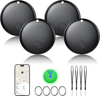 Air Tracker Tags-4 Pack Tracker Tag Work with Apple Find My (iOS 14.6 Above Only) Smart Tag Item Finders for Key, Luggage, Backpack，etc. (Black, 4 Pack)