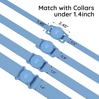 for AirTag Dog Collar Holder, Dog Air Tag Holder, IP68-Waterproof | Lightweight Silicone | Anti-Lost | Ultra-Durable | Compatible with Apple AirTags (Black+Bule)
