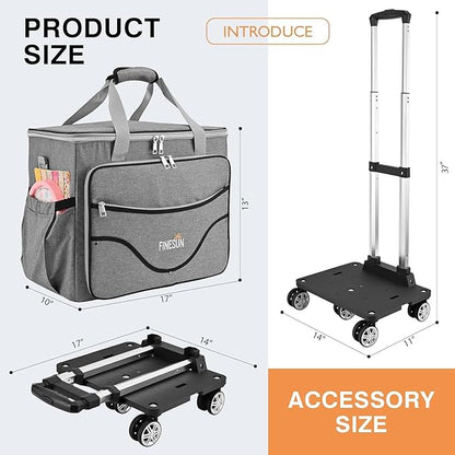 Rolling Tote Bag for Women Teacher Bag Rolling Cart Briefcase with Wheels Carry on Wheeled Bag for Work,Office,Craft Grey
