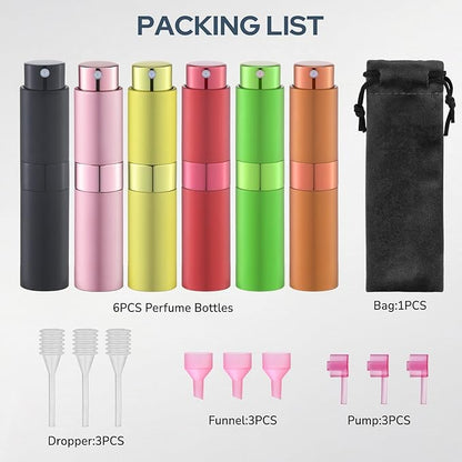 Travel Perfume Bottle Refillable - Cologne Spray Atomizer Mini - Small Travel Size Empty Sprayer for Refill Sample Container - Portable Fragrance Decant Dispenser for Women Men 8ml 6PCS Red