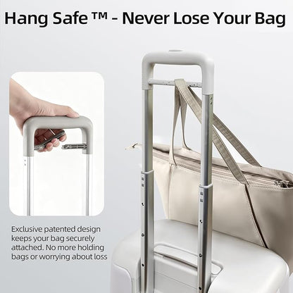 Hang Safe Carry On Luggage,PC Hard Shell Zipperless Bussiness Suitcases,21.3''x15''x9''Airline Approved,360° Spinner Wheels,TSA Locks USB Charging Port,Top Travel Seat,White