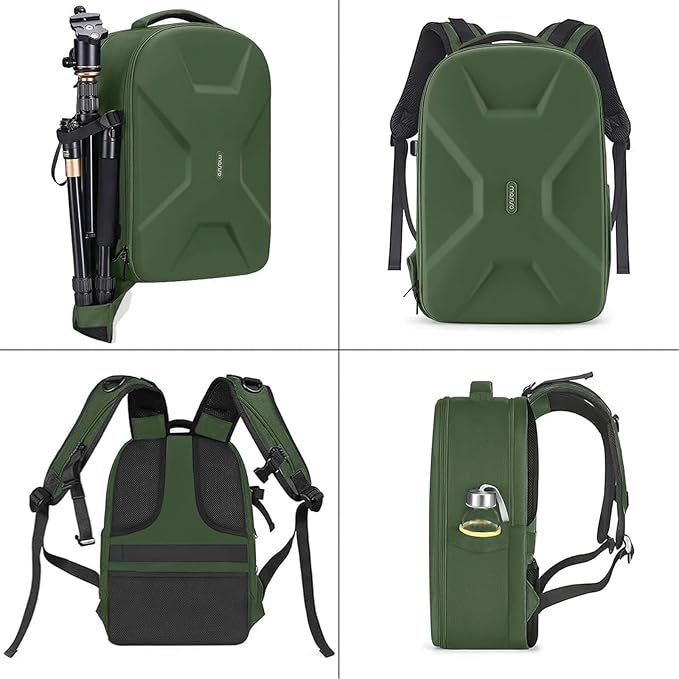 MOSISO Camera Backpack,DSLR/SLR/Mirrorless Photography Camera Bag Full Open Waterproof Hardshell Bag with Insert&Tripod Holder&Laptop Compartment Compatible with Canon/Nikon/Sony, Army Green