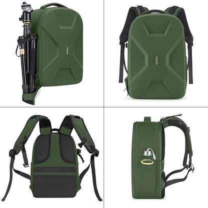 MOSISO Camera Backpack,DSLR/SLR/Mirrorless Photography Camera Bag Full Open Waterproof Hardshell Bag with Insert&Tripod Holder&Laptop Compartment Compatible with Canon/Nikon/Sony, Army Green