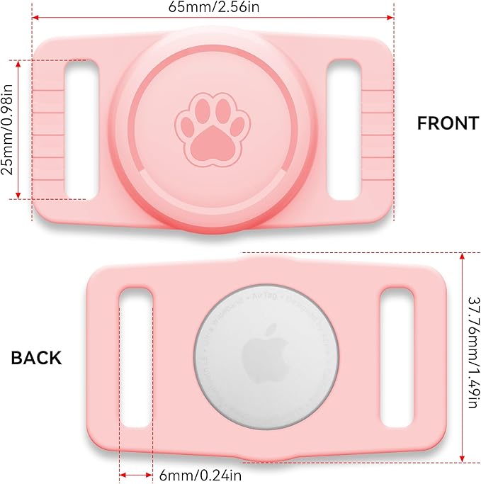 for Airtag Dog Collar Holder 2 Pack,Waterproof cat Collar Holder for Apple AirTag, Silicone Air Tags Case for Cat Dog Collars(Light Pink)