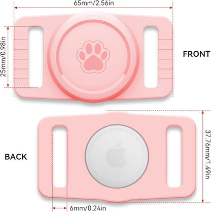 for Airtag Dog Collar Holder 2 Pack,Waterproof cat Collar Holder for Apple AirTag, Silicone Air Tags Case for Cat Dog Collars(Light Pink)