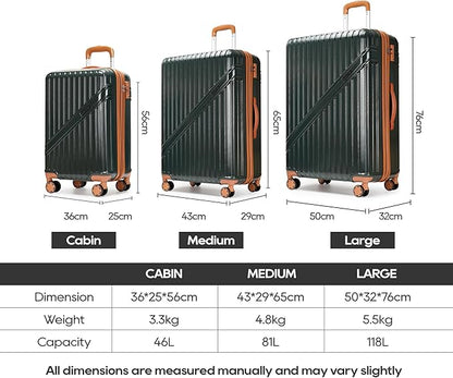 PRIMICIA GinzaTravel Luggage Sets 3-Piece Expandable Suitcases with Wheels PC+ABS Durable Hardside Luggage sets TSA lock