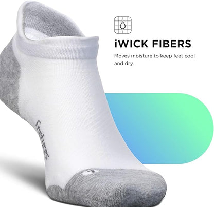 Feetures Elite Max Cushion No Show Tab Ankle Socks - Sport Sock with Targeted Compression