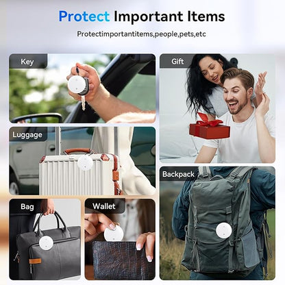 Air Tracker Tags for Android or iOS, Dual System Air Smart Tags-4 Pack, Compatible with iOS Find My or Google'S Find Hub App, Bluetooth Tracker Tag Item Finder for Keys,Luggages,Backpack (White)
