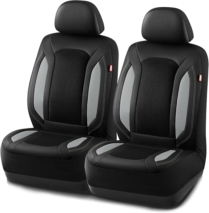Rubbermaid Leather Mesh Car Seat Covers, Breathable Air Mesh Front Seat Cover, Universal Fit Slip-on Design, Airbag Compatible, Automotive Seat Protector for Most Cars, SUVs, Trucks, Vans-Gray