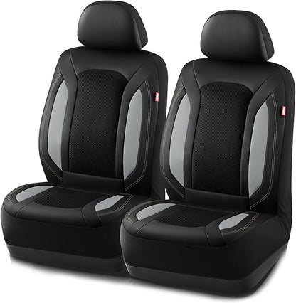 Rubbermaid Leather Mesh Car Seat Covers, Breathable Air Mesh Front Seat Cover, Universal Fit Slip-on Design, Airbag Compatible, Automotive Seat Protector for Most Cars, SUVs, Trucks, Vans-Gray