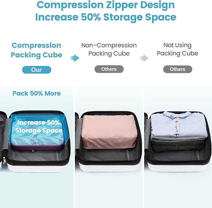 Cambond Compression Packing Cubes for Travel Women - Expandable Travel Bags Luggage Organizers Travel Essentials Compression Cubes for Travel Carry on Suitcases Organizer