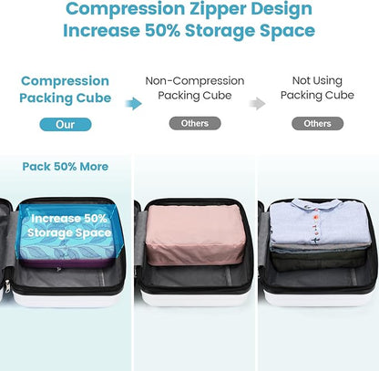 Cambond Compression Packing Cubes for Travel Women - Expandable Travel Bags Luggage Organizers Travel Essentials Compression Cubes for Travel Carry on Suitcases Organizer