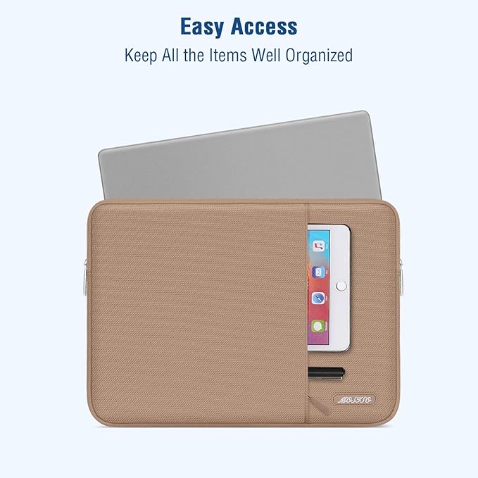 MOSISO Laptop Case 13.3 inch, 13-13.3 inch Laptop Sleeve Compatible with MacBook Air/Pro 13/Pro 14 M5 M4 M3 M2 M1, HP Dell ASUS Lenovo,Polyester Vertical Computer Sleeve Bag with Pocket, Bronze Brown
